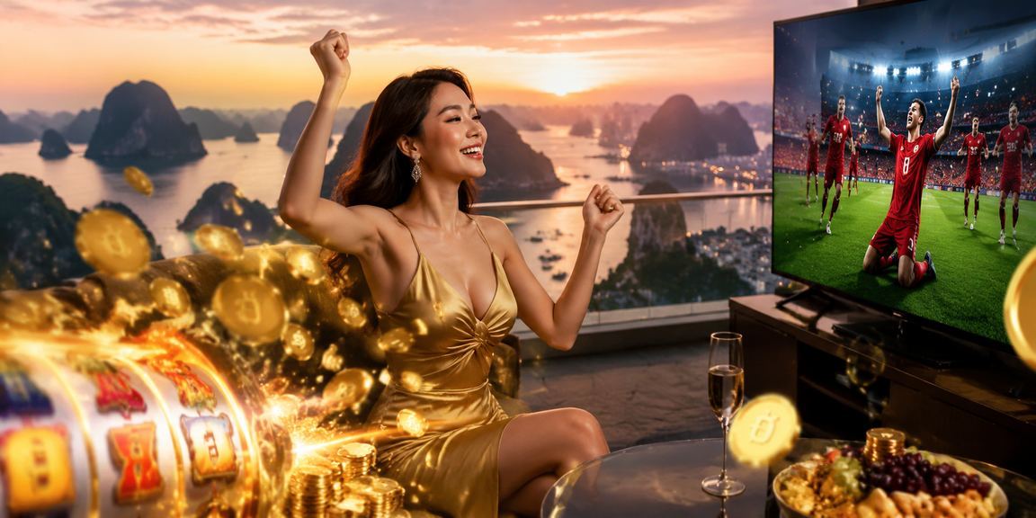 Người chơi slot game tại Hạ Long Bay với phong cảnh vịnh biển Việt Nam